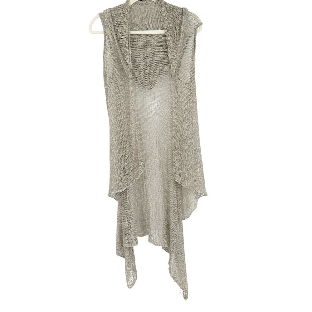 Sen Womens Sheer Open Knit Hooded Lagenlook Open Front Anjelica Cardigan M/L‎